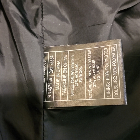 Jack Wool Mix Jacket Size Small Black Grey Argyle Faux Fur Attached Hood - Picture 5 of 7